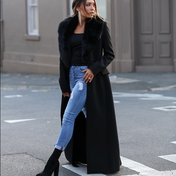 Harve Benard Black Long Trench Coat 